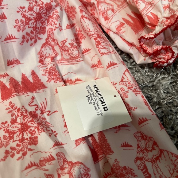 Magnolia Steel Christmas Toile Smocked Bishop 76 4807/size6 Dress - Picture 5 of 5